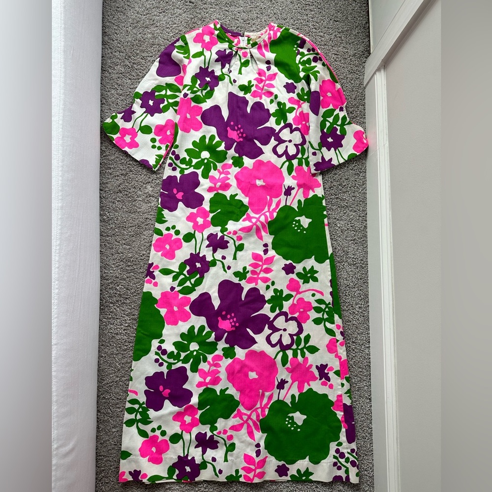 Rare Vintage Kahala Hawaii Floral Maxi Dress with Cut Out Details